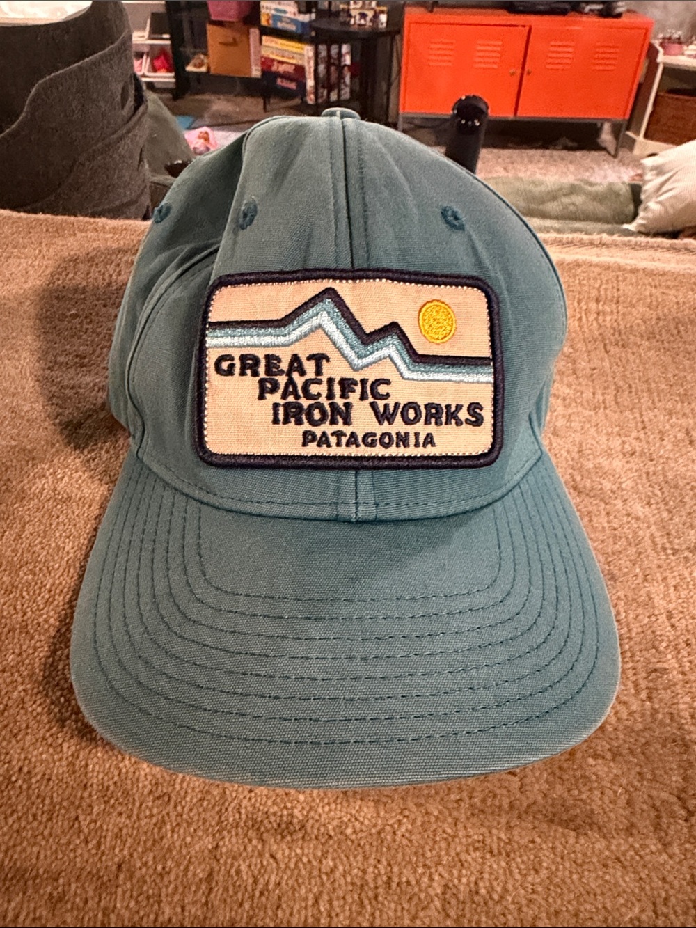 Patagonia Teal Blue Patch Baseball Cap with Mountain Logo